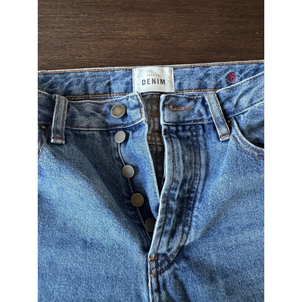 Sezane Jeans Womens 26 Blue High Rise Straight Button Fly Medium Wash Denim - Picture 4 of 12